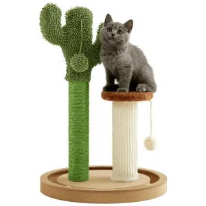 21.7" Cactus Kitten Scratcher for Indoor Cats with Sturdy Wood Base