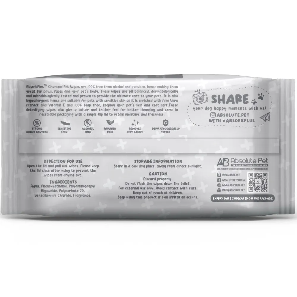 4 FOR $20: Absorb Plus Charcoal Coconut Scented Pet Wipes 80ct