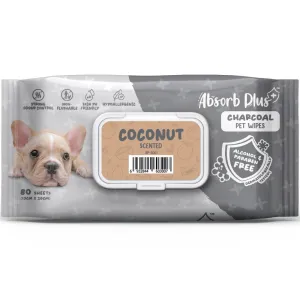 4 FOR $20: Absorb Plus Charcoal Coconut Scented Pet Wipes 80ct