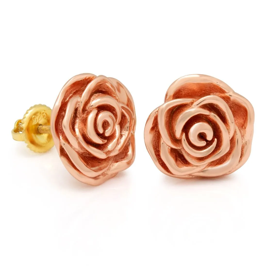 .925 Sterling Silver Rose Gold Stud Earrings