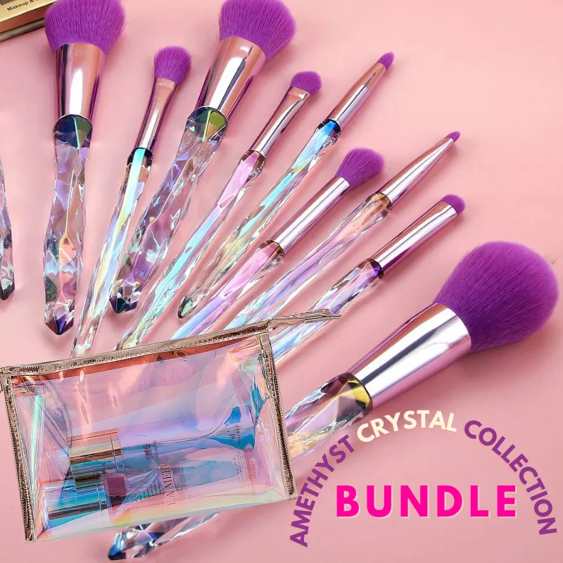 Amethyst Crystal 10 PC Brush Set Bundle