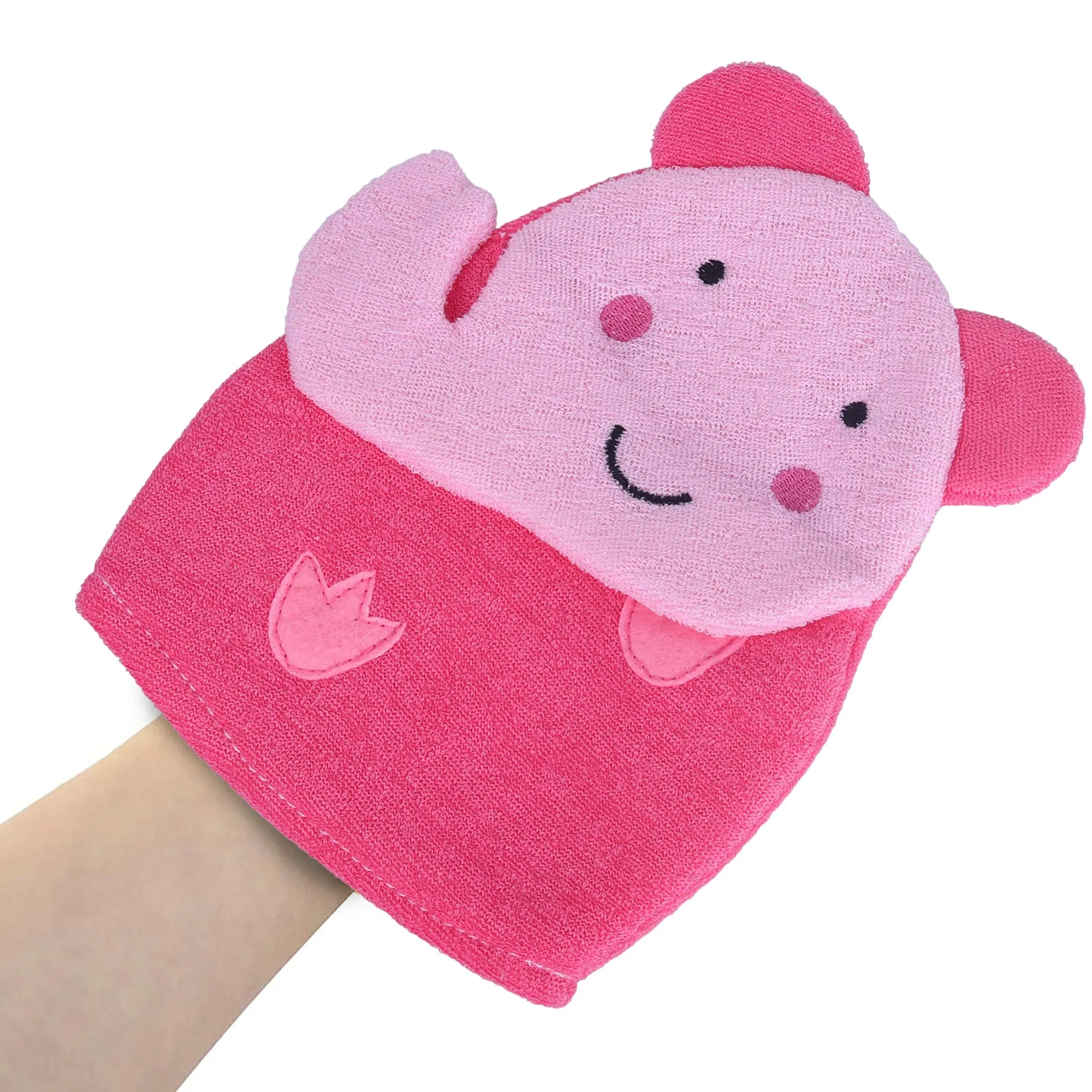 Baby Moo Blushing Elephant Bath Time Fun Hand Puppet Loofah Bath Glove - Pink