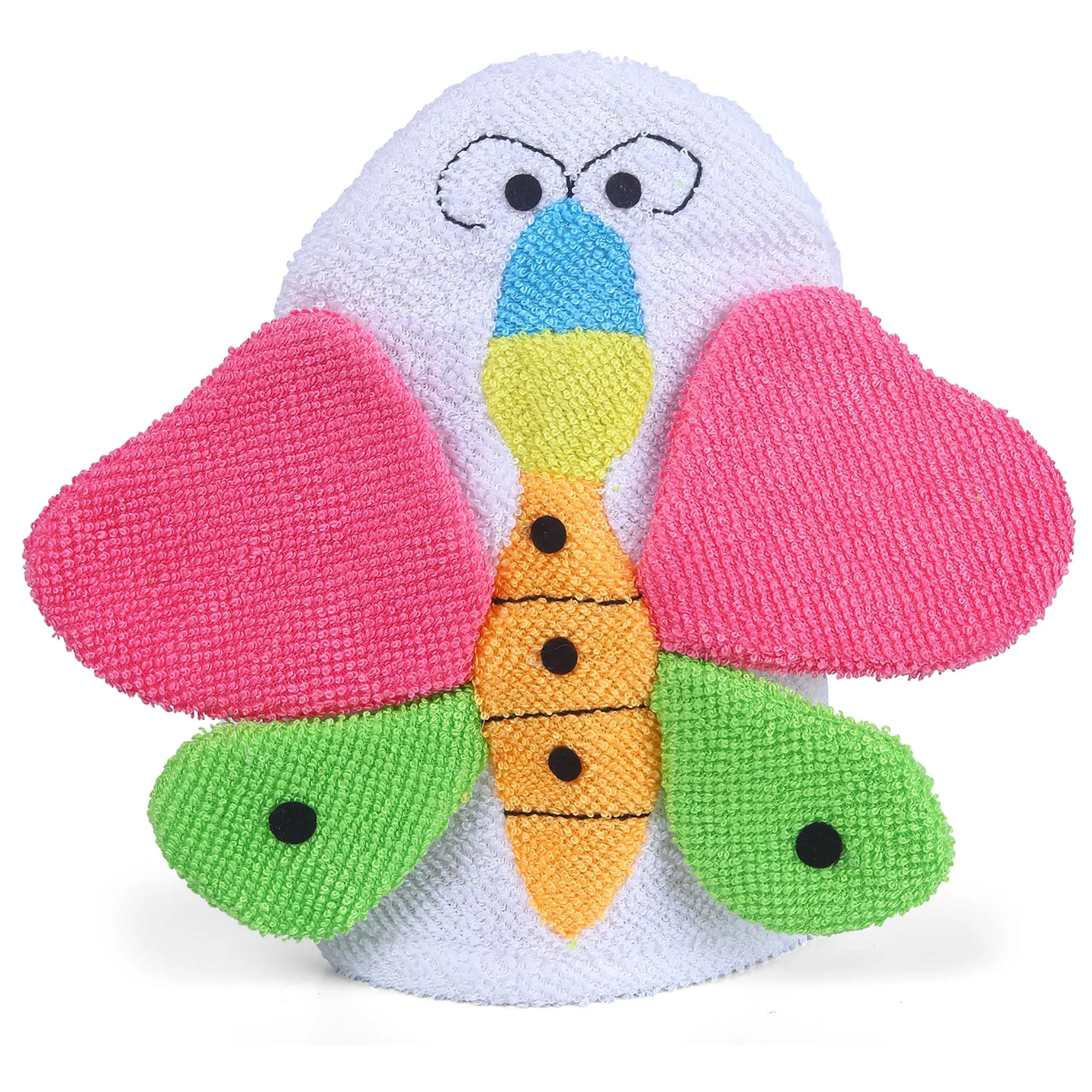 Baby Moo Fluttering Butterfly Bath Time Fun Hand Puppet Loofah Bath Glove - Multicolour