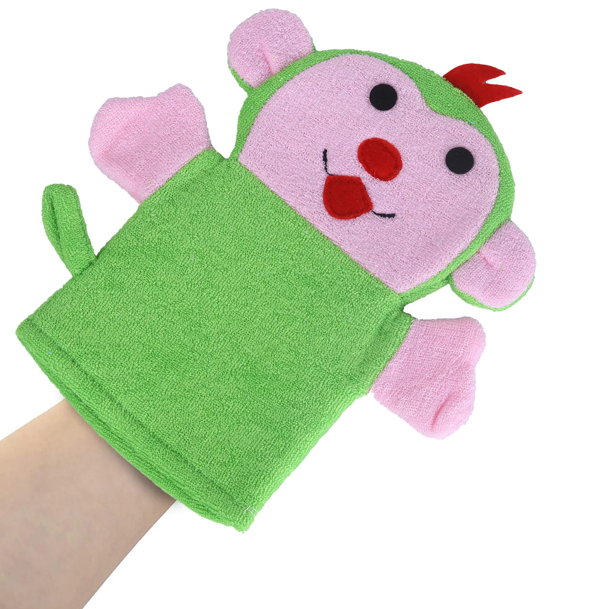 Baby Moo Funky Monkey Bath Time Fun Hand Puppet Loofah Bath Glove - Green