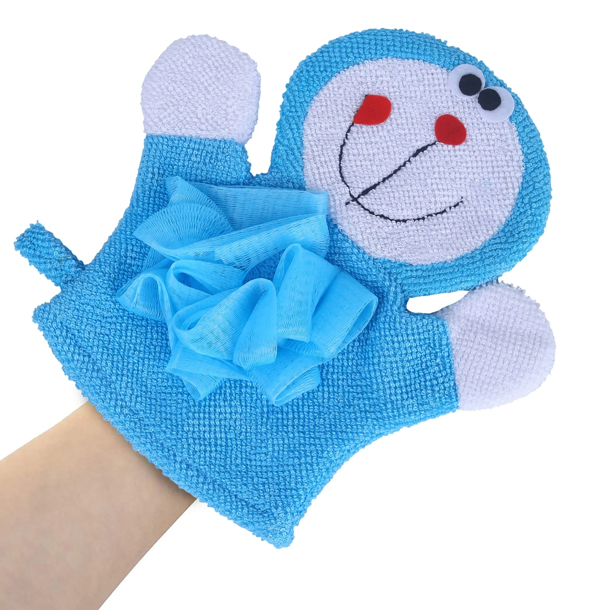 Baby Moo Robot Cat Bathtime Fun Hand Puppet Loofah Bath Glove - Blue