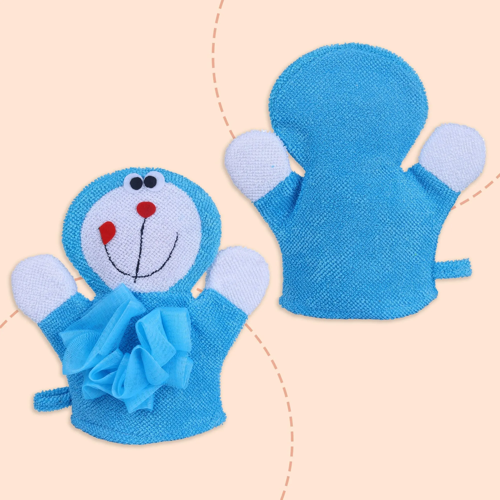 Baby Moo Robot Cat Bathtime Fun Hand Puppet Loofah Bath Glove - Blue