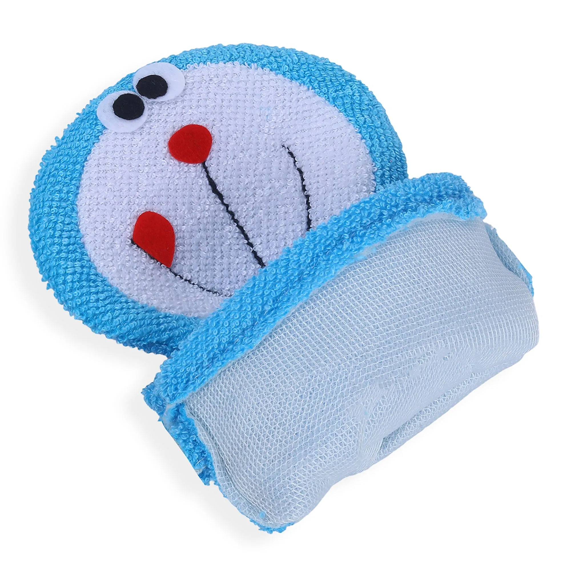 Baby Moo Robot Cat Bathtime Fun Hand Puppet Loofah Bath Glove - Blue