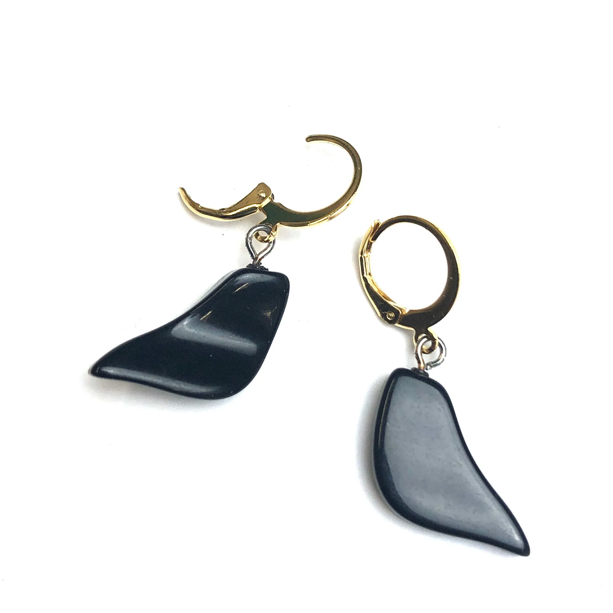 Black Bird Leverback Drop Earrings