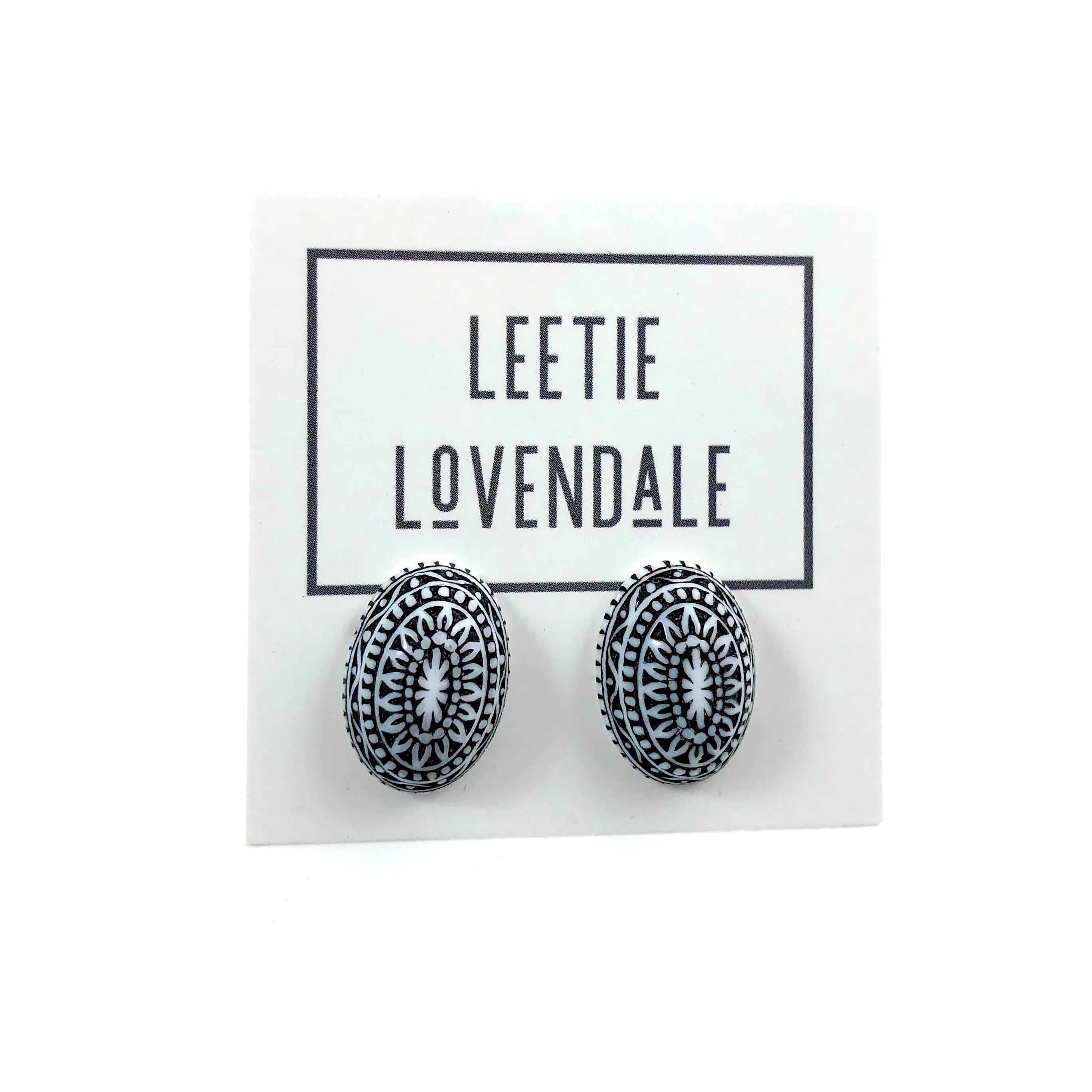 Black Nordic Patterned Stud Earrings