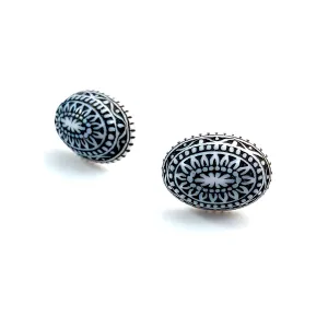 Black Nordic Patterned Stud Earrings