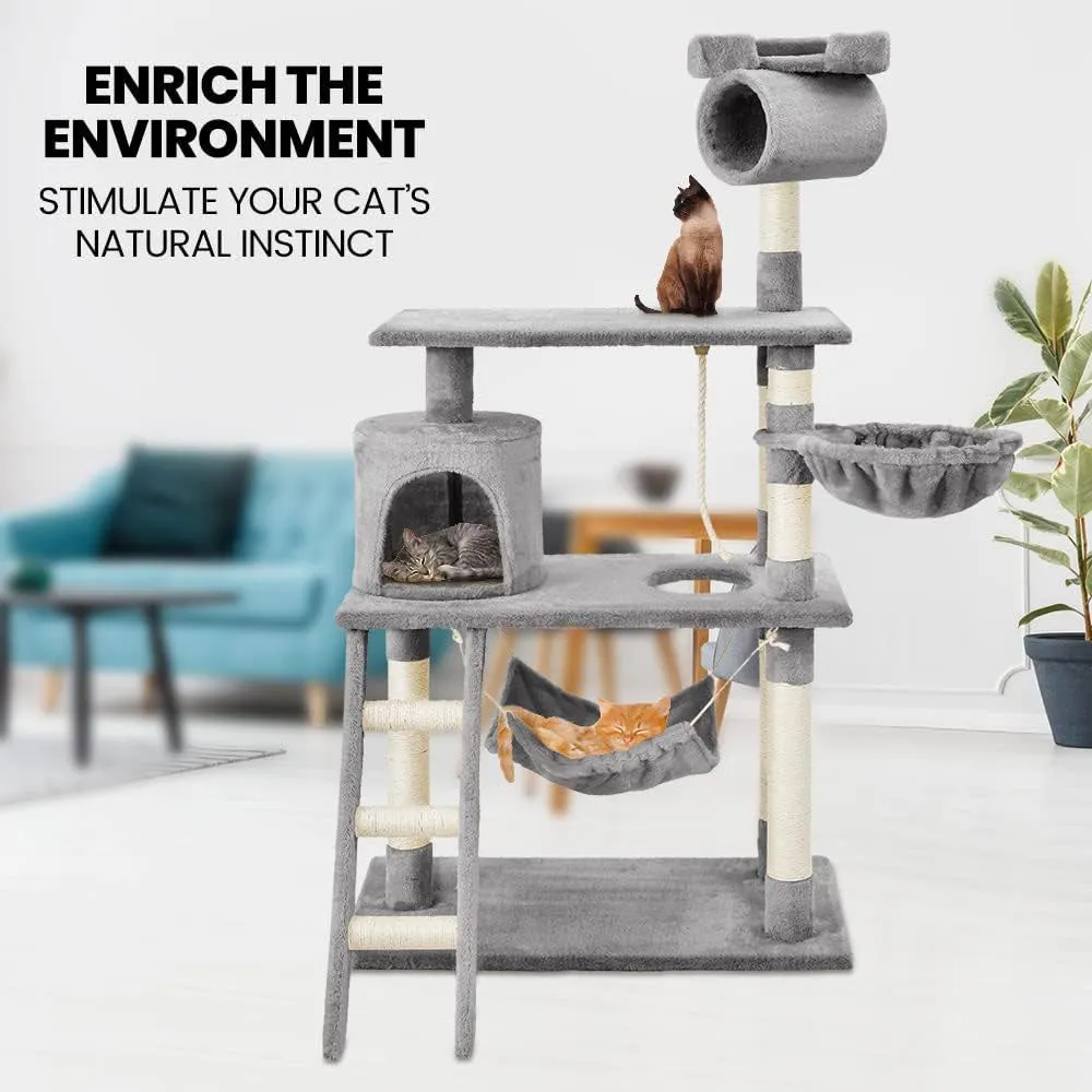 Cat Tree Scratching Post Scratcher Tower Toys Condo House Wood Furniture Bed Stand - light grey