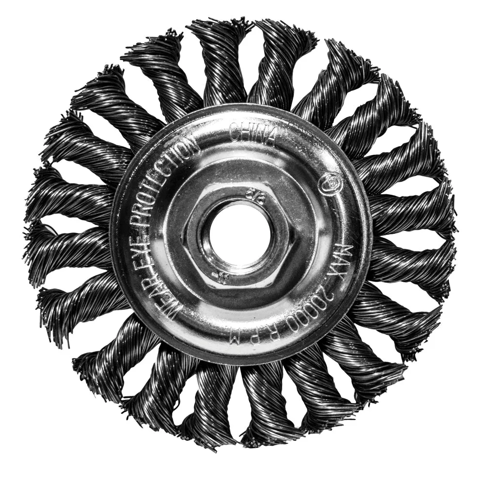 Century Drill And Tool Wire Wheel Coarse Knot 4″ Size M 10" X 1.25" Arbor Safe Rpm 12.500