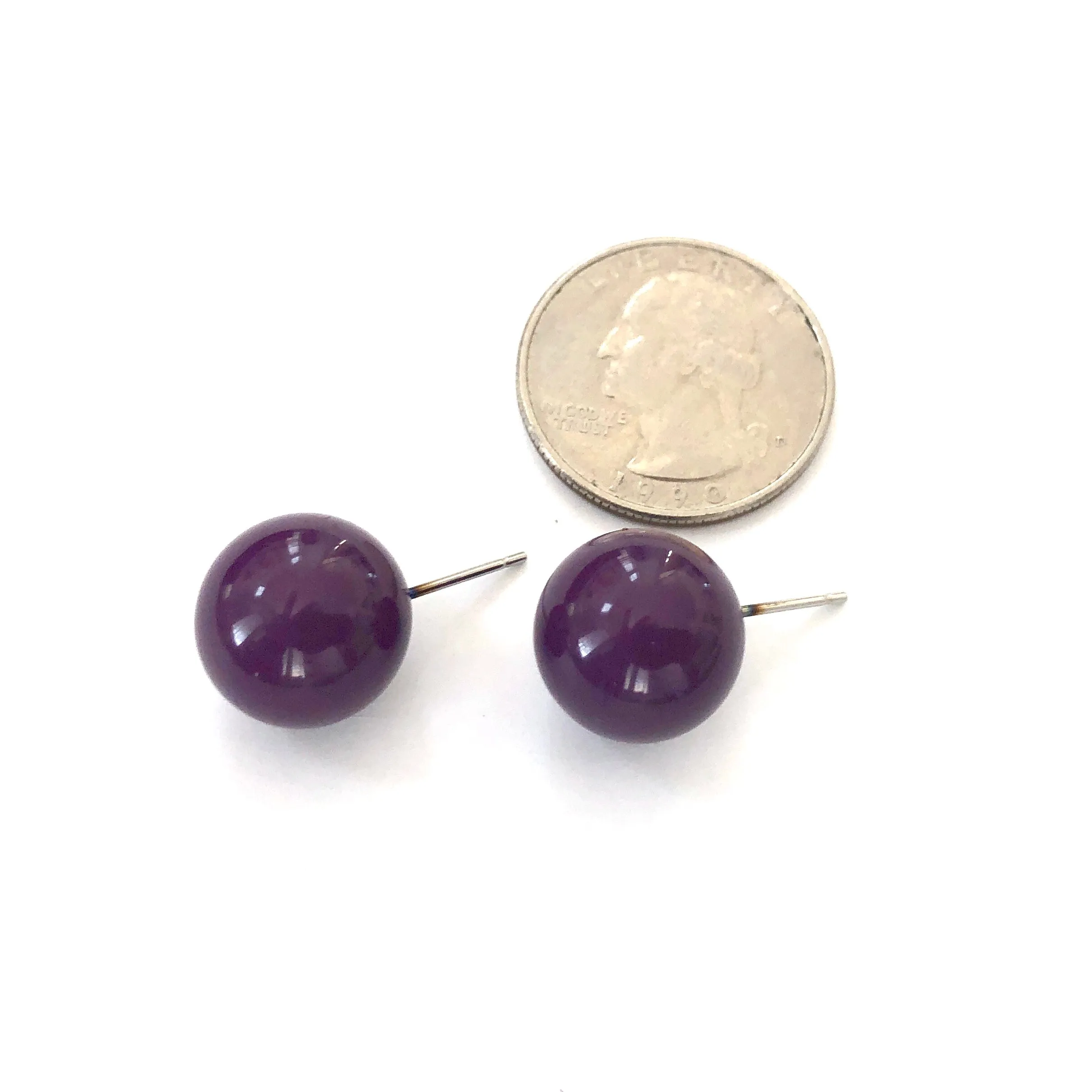 Deep Purple Ball Stud Earrings