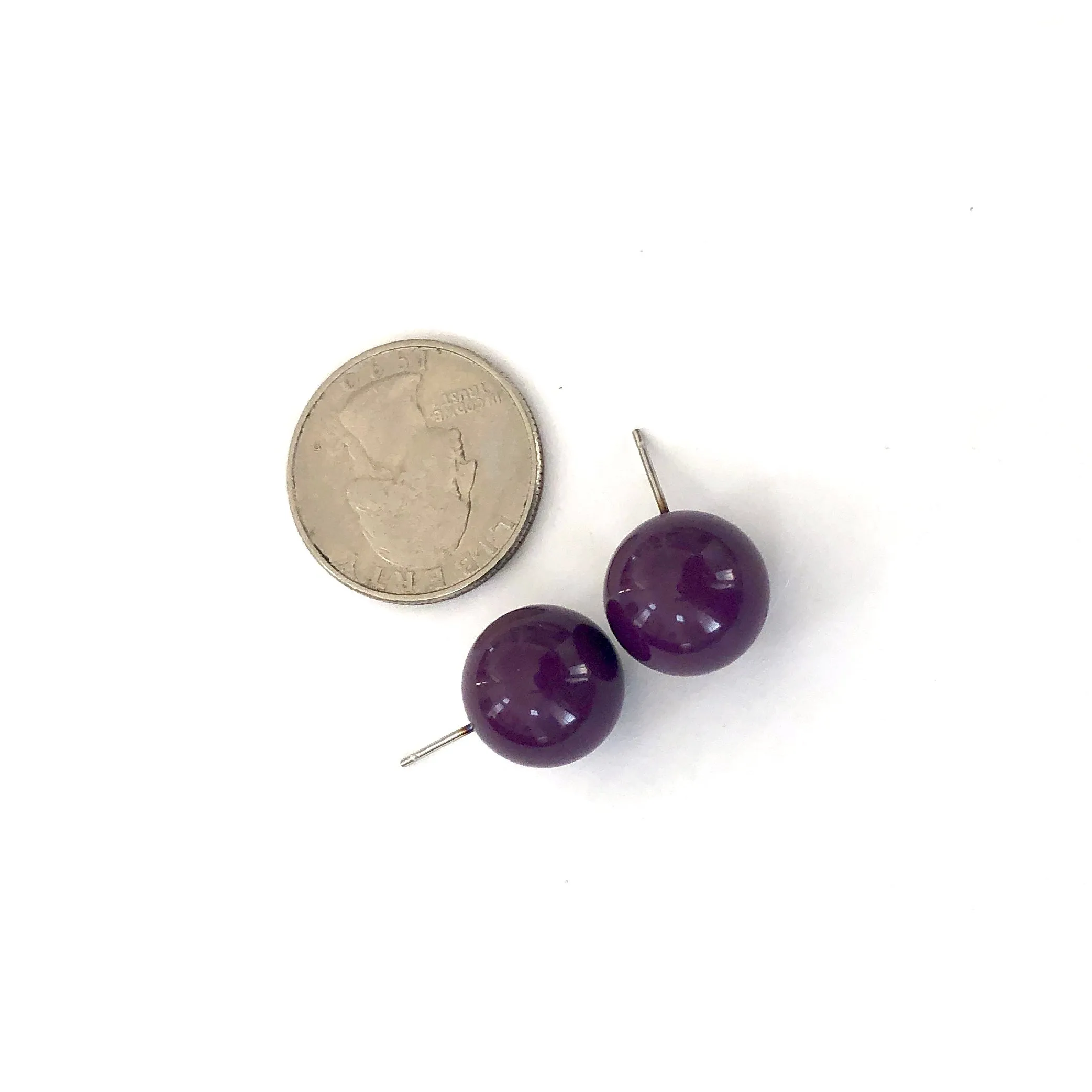 Deep Purple Ball Stud Earrings