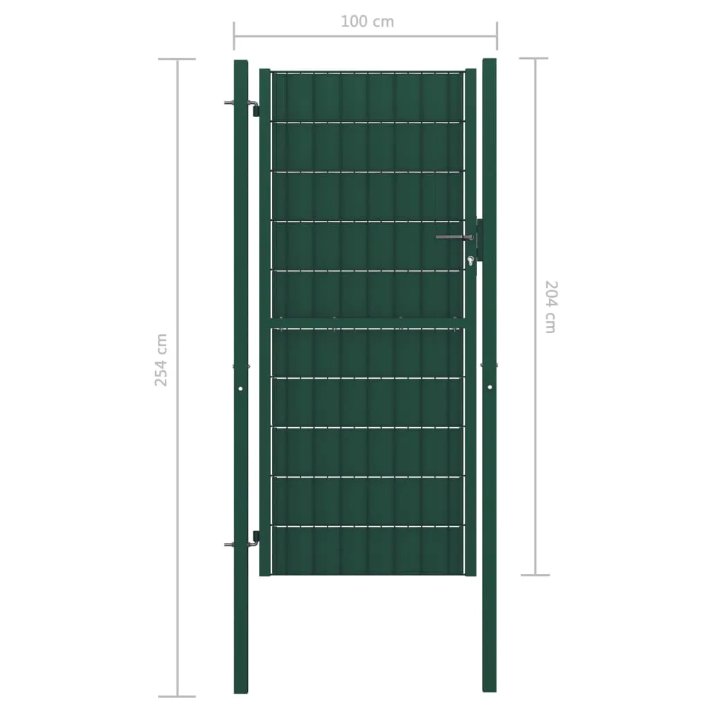 Fence Gate PVC and Steel 100x204 cm Green