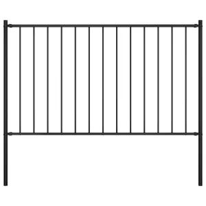 Fence Panel with Posts Powder-coated Steel 1.7x1.25 m Black