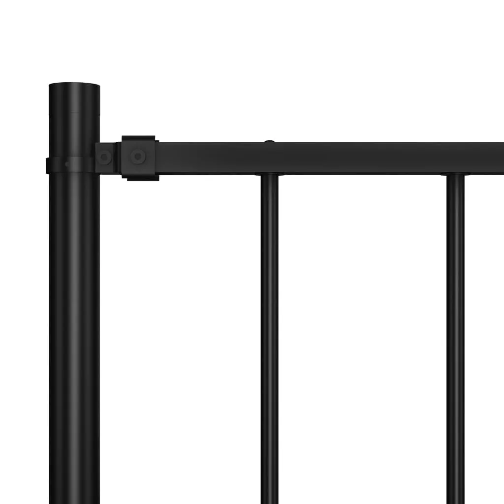 Fence Panel with Posts Powder-coated Steel 1.7x1.25 m Black