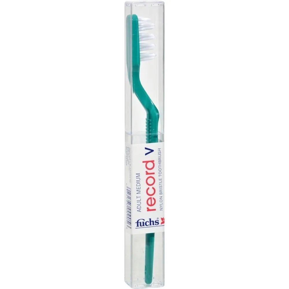 Fuchs Tooth Brush-Record V Nylon Bristle - Medium Adult 1 ea Brush