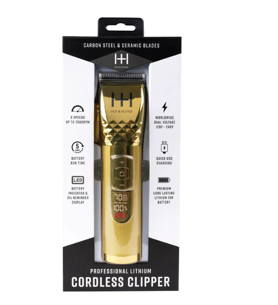 HOT & HOTTER PROFESSIONAL LITHIUM CORDLESS CLIPPER GOLD