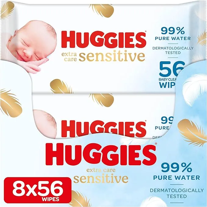 HUGGIES PURE EXTRA CARE, BABY WIPES - 8 PACKS (448 WIPES TOTAL)