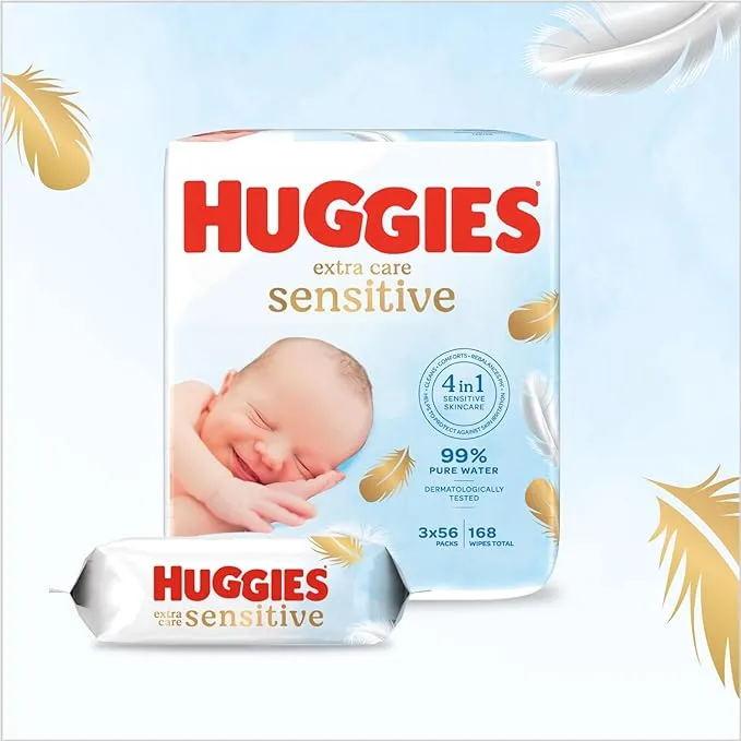 HUGGIES PURE EXTRA CARE, BABY WIPES - 8 PACKS (448 WIPES TOTAL)