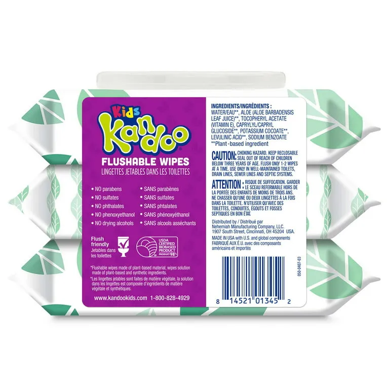 Kandoo Kids Sensitive Flushable Cleansing Wet Wipes