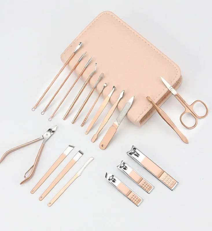 Manicure nail clipper set stainless steel nail clipper zipper style 18 piece nail clipper set full set of manicure tools