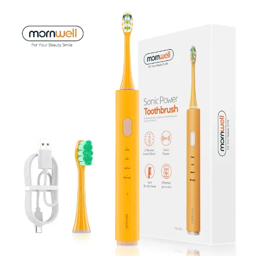 Mornwell Electric Sonic Toothbrush with 2 Brush Heads and USB Charger