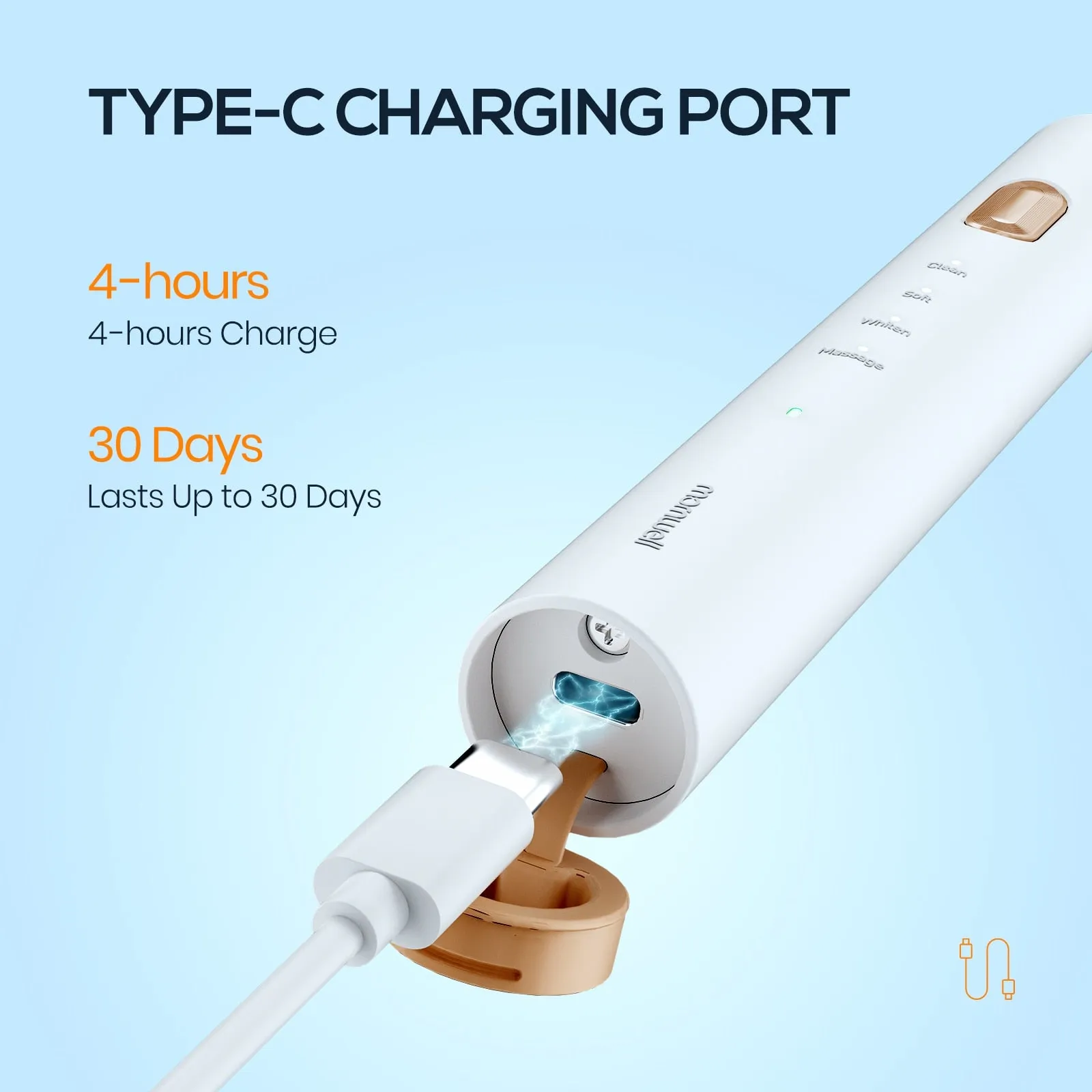 Mornwell Electric Sonic Toothbrush with 2 Brush Heads and USB Charger