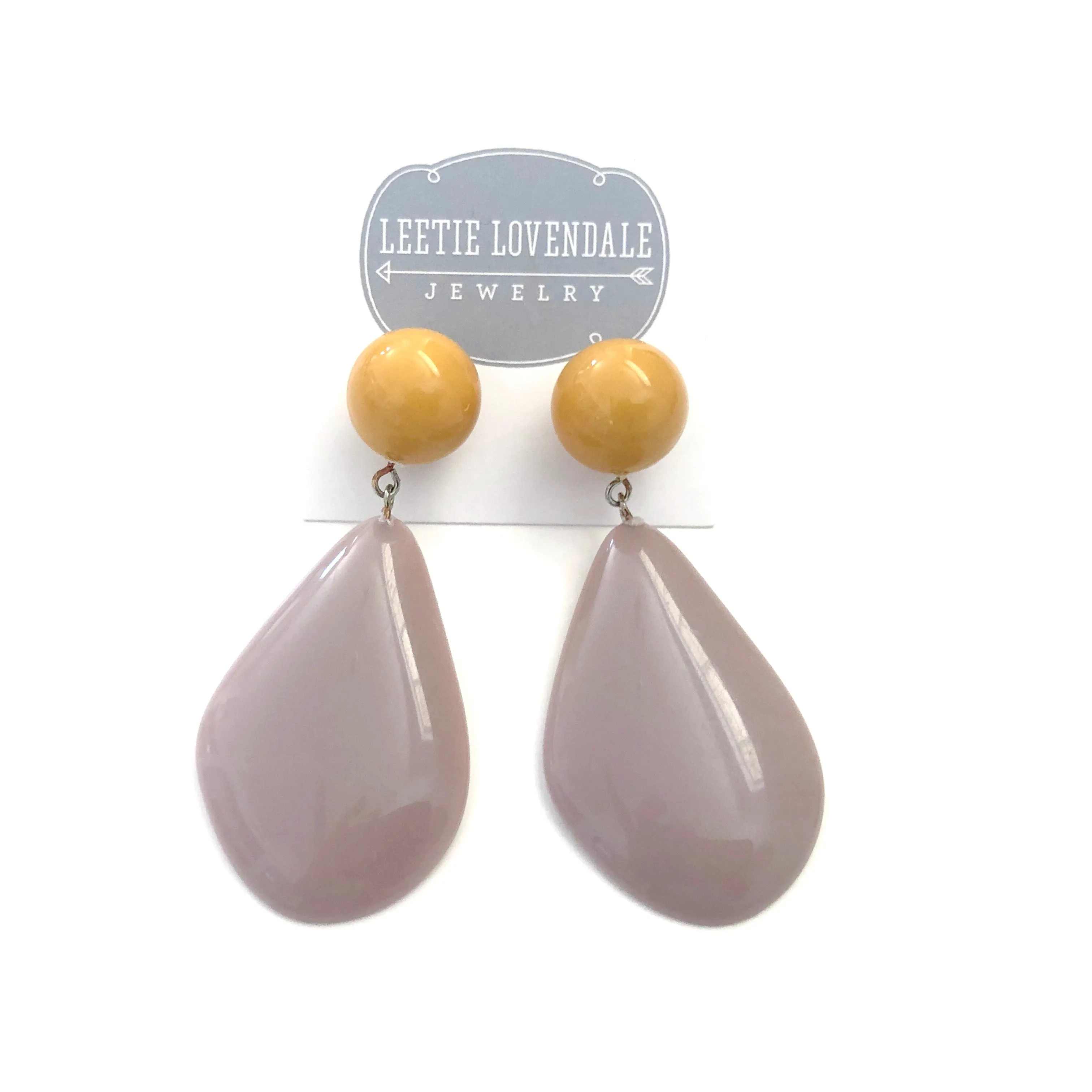 Mustard & Lilac Taupe Avocado Drop Earrings