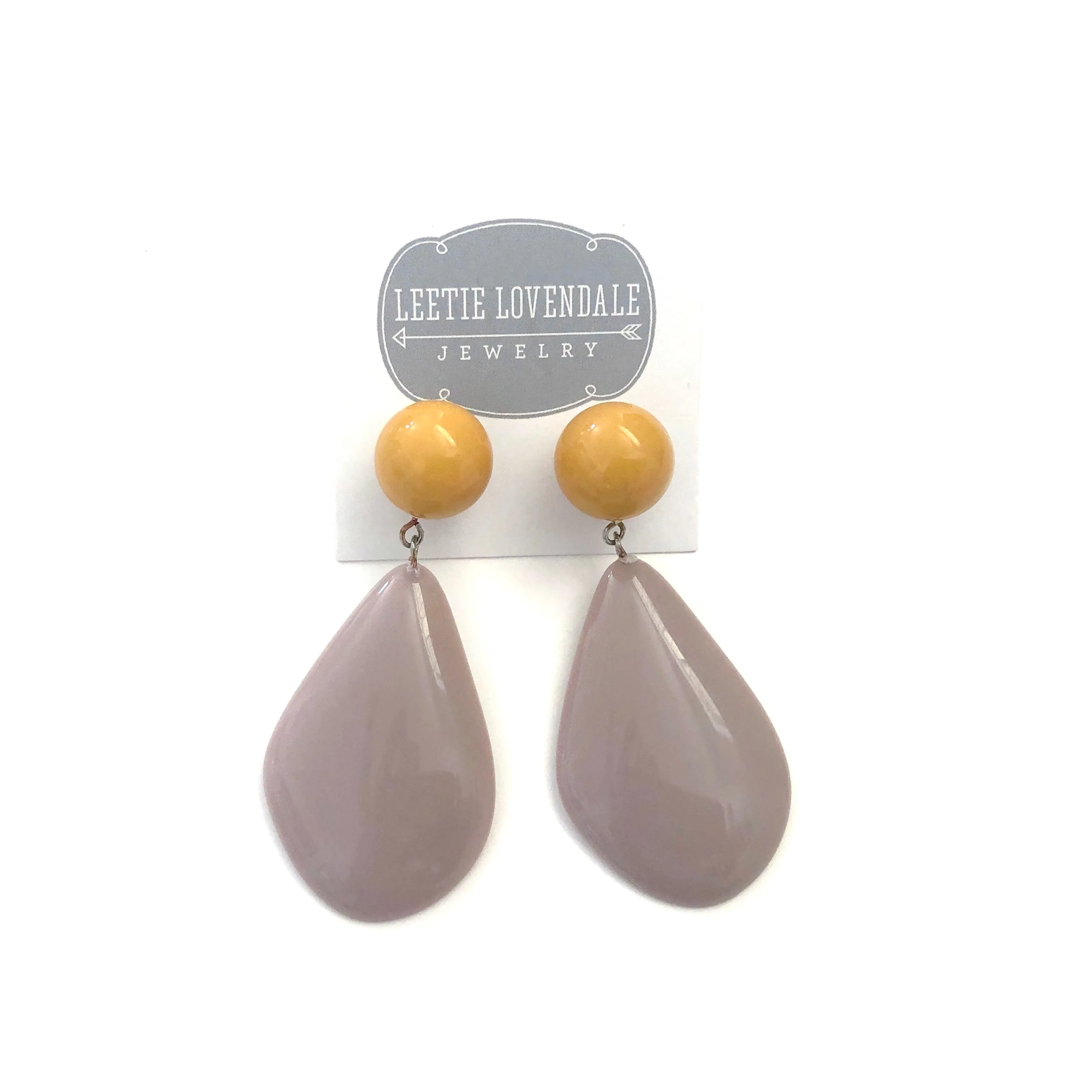 Mustard & Lilac Taupe Avocado Drop Earrings