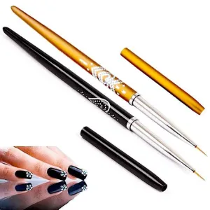 Nail Art Designer Brush Metal Stones Handle 7mm