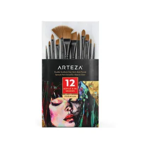 Paint Brushes | Set of 12 | Premium Synthetic Acrylic & Oil Paint Brushes