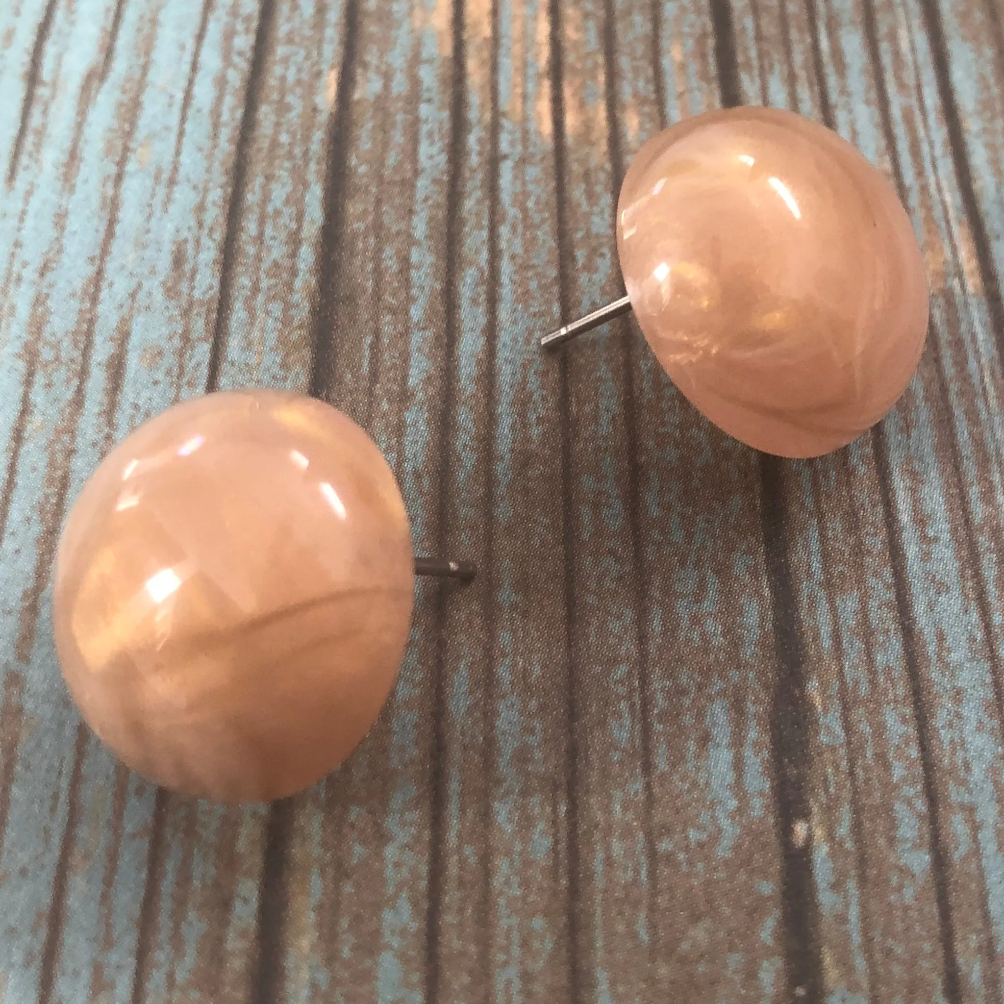 Peach & Gold Metallic Marbled Retro Button Studs