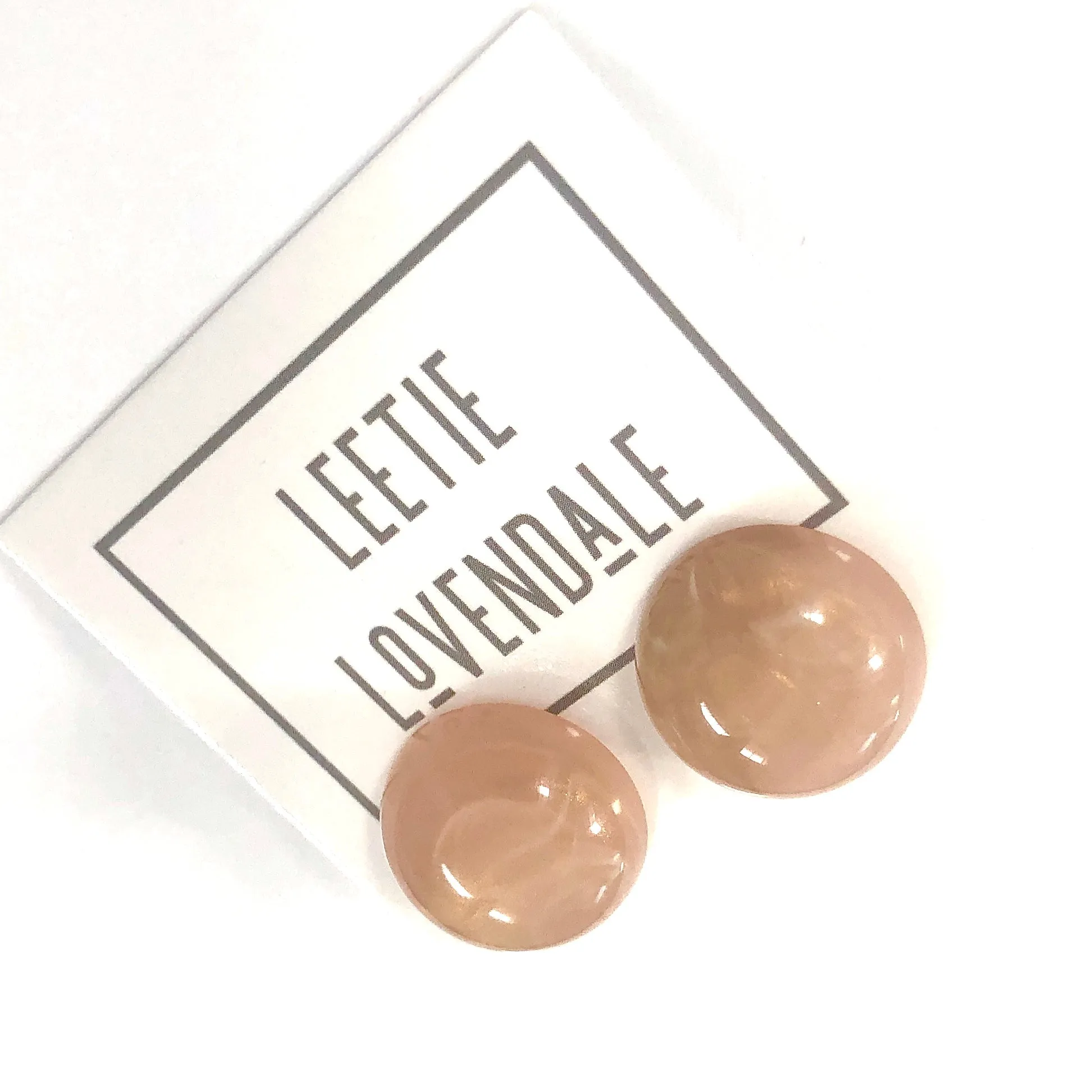 Peach & Gold Metallic Marbled Retro Button Studs