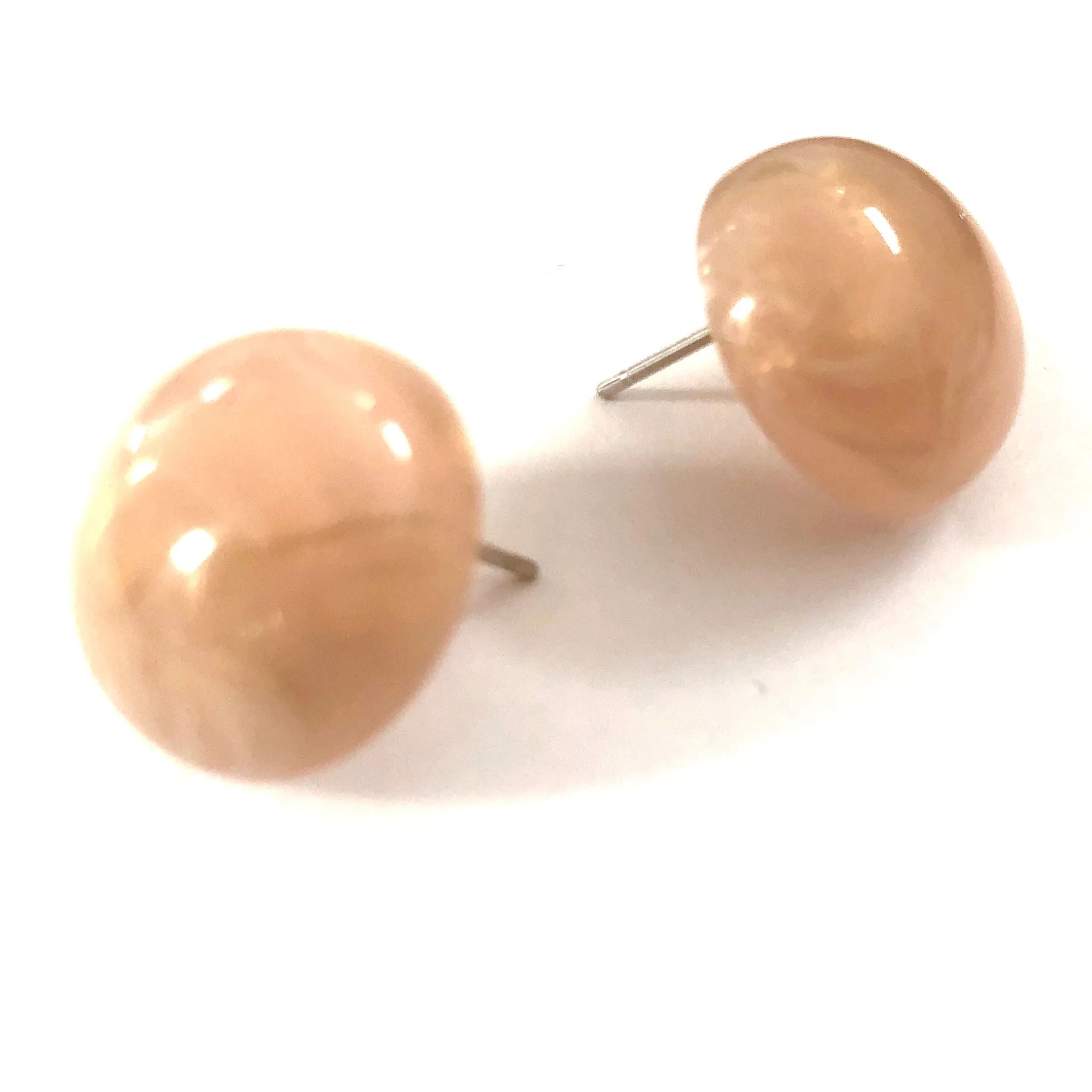 Peach & Gold Metallic Marbled Retro Button Studs