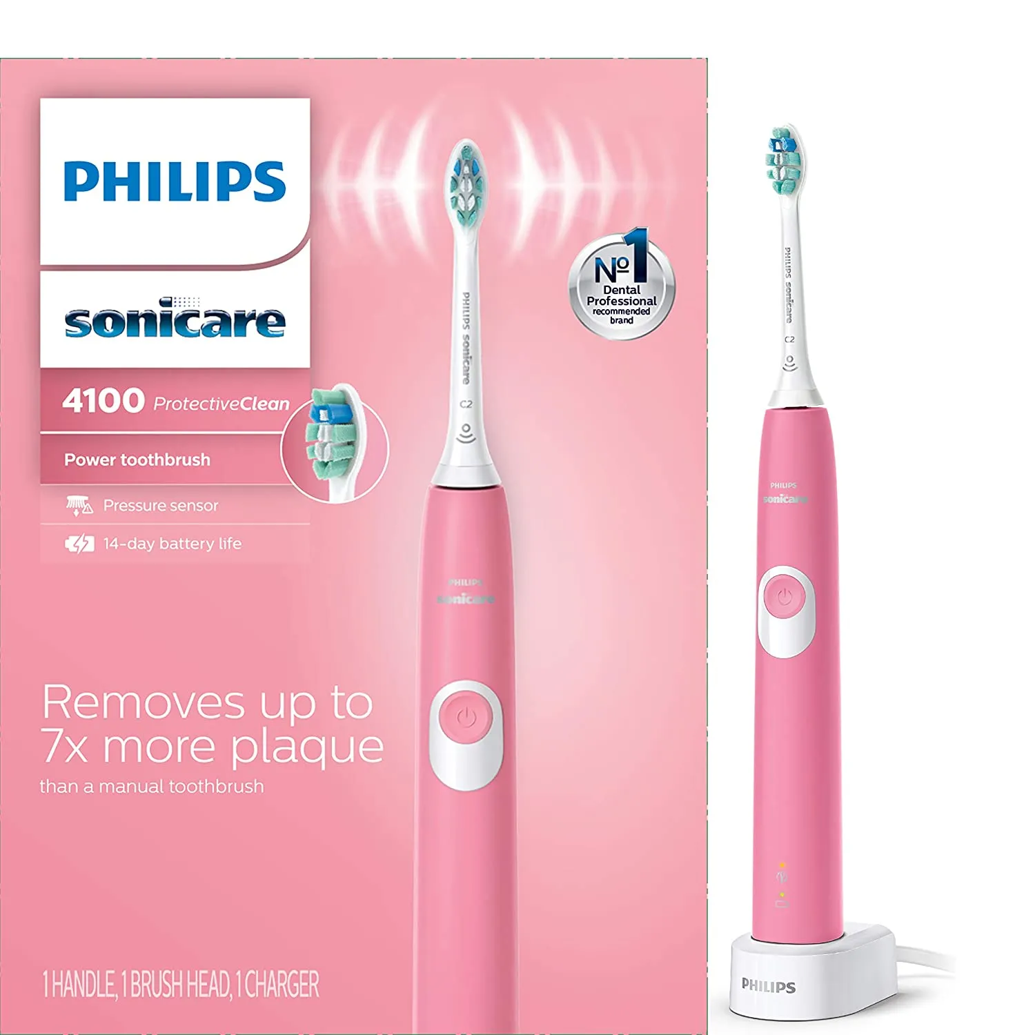 Rechargeable Electric Toothbrush with Pressure Sensor, Long Battery Life