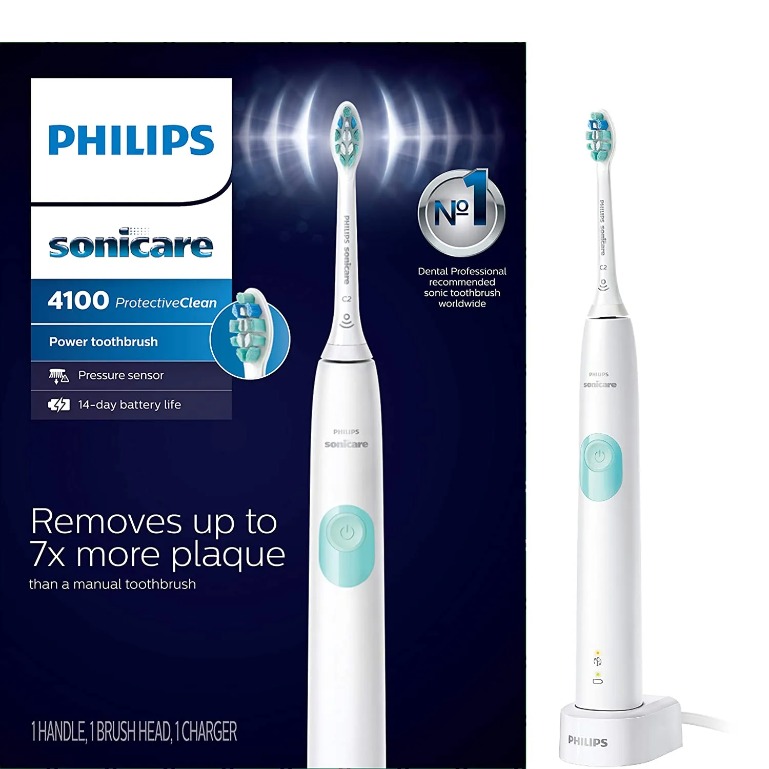 Rechargeable Electric Toothbrush with Pressure Sensor, Long Battery Life