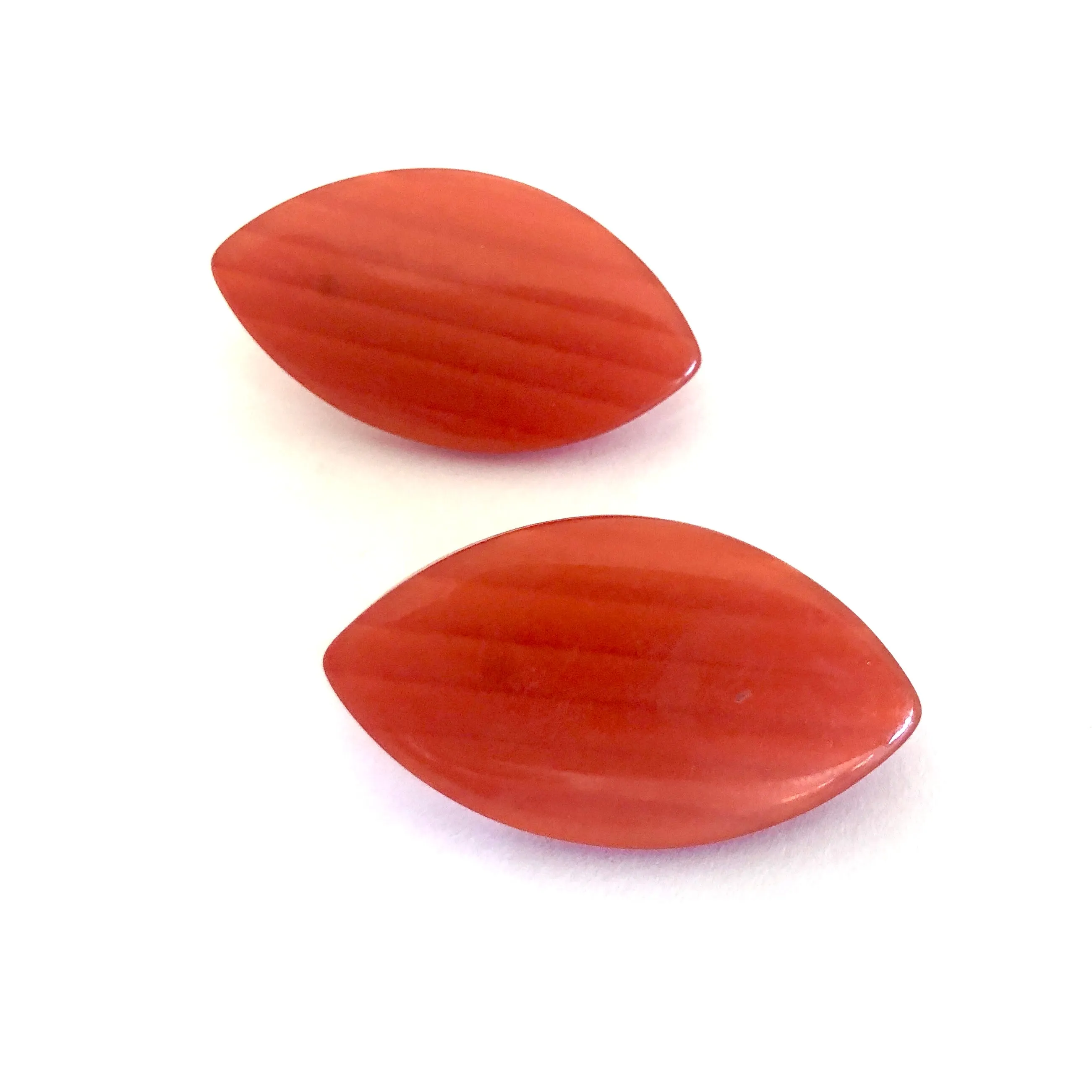 Rust Orange Striped Moonglow Marquis Stud Earrings