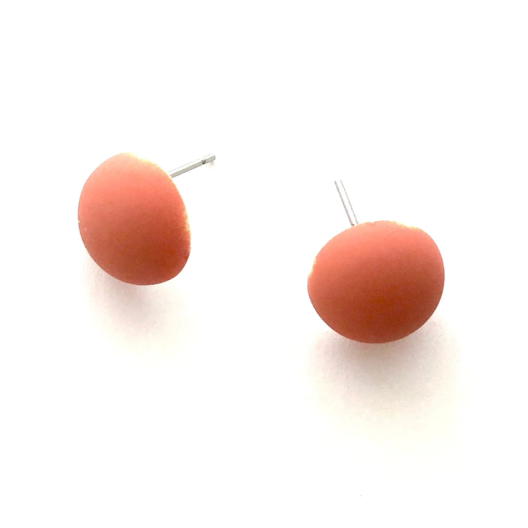 Rust Orange Velvet Matte Retro Button Stud Earrings