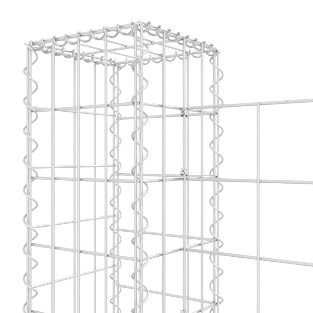 U-shape Gabion Basket with 4 Posts Iron 380x20x100 cm