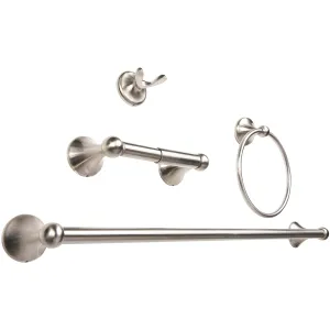 Wholesaleplumbing 4-Piece Bathroom Hardware Accessory Set With 24" Towel Bar - Satin